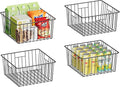 X-cosrack Metal Wire Baskets for Pantry Organization and Storage Freezer Organizer Bins with Handles 4 Pack- Extra Large Mesh Bin for Pantry Kitchen Laundry Closet Garage Patent Design