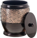 Creative Scents Dublin Brown Small Trash Can with Lid 1.26 Gal / 4.8L - Decorative Oval Waste Basket, Durable Resin Slim Bathroom Covered Garbage Can Wastebasket Bin for Diaper/Paper