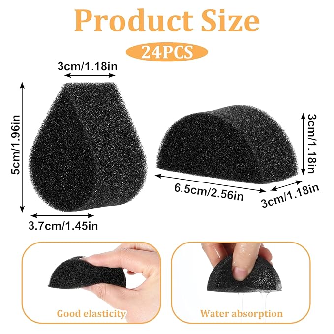 Face Painting Sponges, 24PCS Face Paint Sponges Professional Black High Density Petal Oval and Semicircular Faces Paint Brushes for Adult Art Work,Body Painting Tear Drop Halloween Christmas