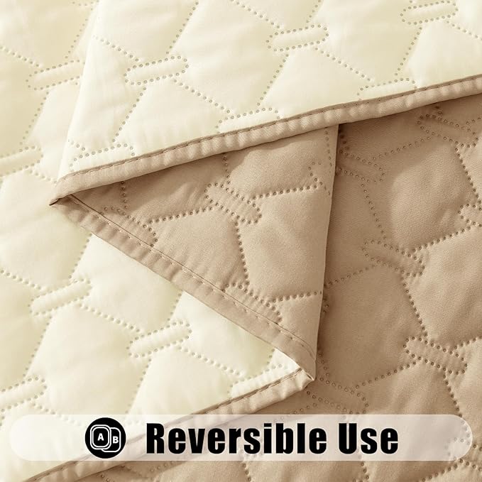 Smiry Waterproof Dog Bed Cover Blanket, Soft Reversible Pet Blanket, Washable Leakproof Cats Dogs Couch Cover for Sofa, Couch, Furniture, Plaid (82x102 Inch, Camel/Beige)