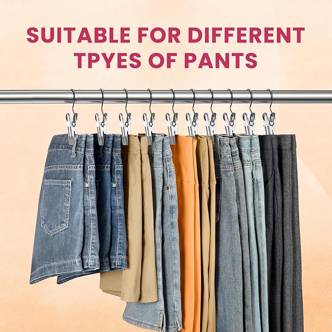 50 Pack Pants Hangers with Clip,Legging Organizer for Closet Hanging, Space Saving Yoga Pants Hangers Clip Hanger Wardrobe Organization,Closet Organizers and Storage for Jeans,Shorts,Skirts,Hats-Gray