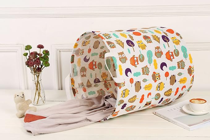 Merdes 19.7’’ Waterproof Foldable Laundry Hamper, Dirty Clothes Laundry Basket, Linen Bin Storage Organizer for Toy Collection (Owl)