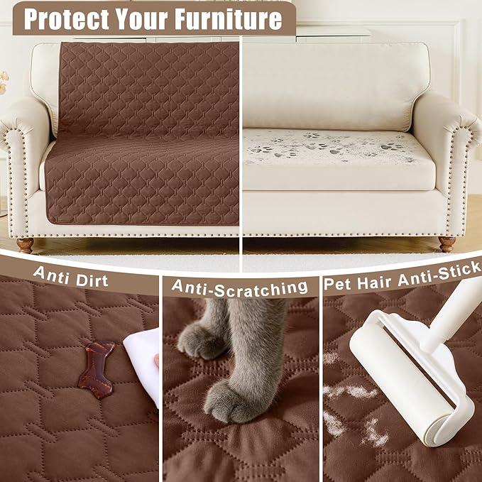 Smiry Waterproof Dog Bed Cover Blanket, Soft Reversible Pet Blanket, Washable Leakproof Cats Dogs Couch Cover for Sofa, Couch, Furniture, Plaid (40x50 Inch, Brown/Chocolate)