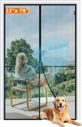 MAGZO Magnetic Screen Door Fit Door Size 32 x 78 Inch, Screen Size 34" x 79" Strong Magnets Mesh, Reinforced Fiberglass Net for Patio and Front Entrances, Gray