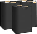 STORAGE MANIAC 3-Pack Large Laundry Hamper, 80L (21.1 Gal) Collapsible Laundry Basket with Bamboo Handles, Freestanding Waterproof Clothes Hamper for Laundry Room, Bedroom, Dorm, Towels, Toys, Black