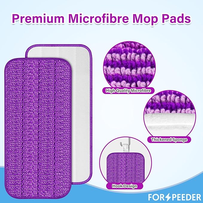 Reusable Mop Pads for Swiffer WetJet, Wet Pads Refills for 12'' Spray Mop, Microfiber Refill Machine Washable Up to 100+ Floor Cleaning for All Kinds of Floor Types, 21 Pack