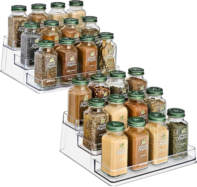 Sorbus Pantry Spice Organizer Set, 3-Tier Seasoning Organizer for Cabinet (2 Pack) Spice Rack, Spice Organization for Cabinet, Condiment Organizer Pantry & Refrigerator