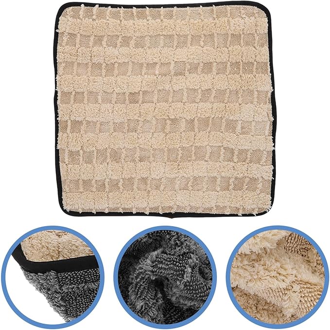 NUOBESTY 2pcs Absorbent Car Wash Towels 40x40cm Microfiber Cleaning Cloths for Auto Polishing and Drying, Thickened Large Grid Coral Fleece Car Care Towels for Vehicle Detailing