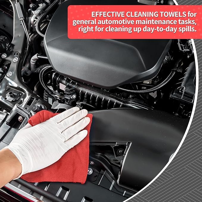 HOMERHYME Microfiber Cleaning Cloth, 200 Pack Red Cleaning Rags Microfiber Towel Bulk Absorbent Lint-Free Wash Cloths, All-Purpose Towels for Cars, Shop, Automotive, Garage, Home & Kitchen