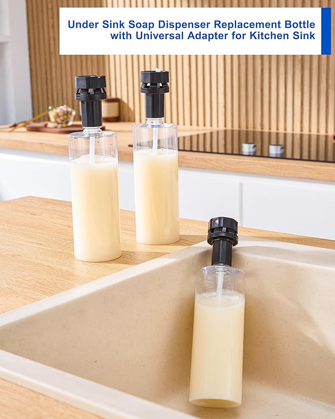Updated Soap Dispenser Bottle for Kitchen Sink Replacement - 500ML/17oz Soap Bottle - A Replacement for Your Soap Dispenser, Please Confirm the Adapter Maximum Connection Size Before