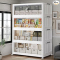 640QT Extra Large Stackable Storage Bins with Lid, 160Gal Plastic Closet Organizers and Storage Drawer, Collapsible Cabinet Box with Wheels Clear Doors for Home Kitchen Office, 4Pack White