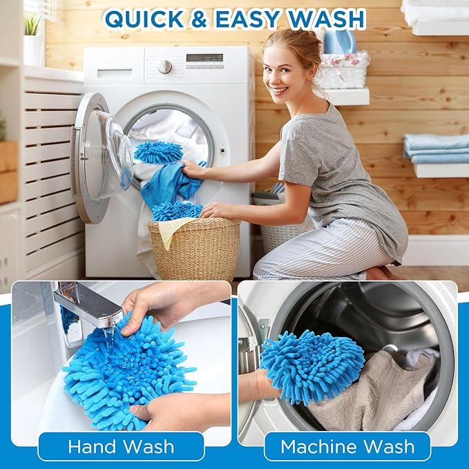 Baderke 3 Pack Chenille Mop Heads Replacements Compatible with 1 Tank System Chenille Duster Replacement Heads Microfiber Spin Mop Refill Pads Reusable Dust Refills for Floor Cleaning (Blue)