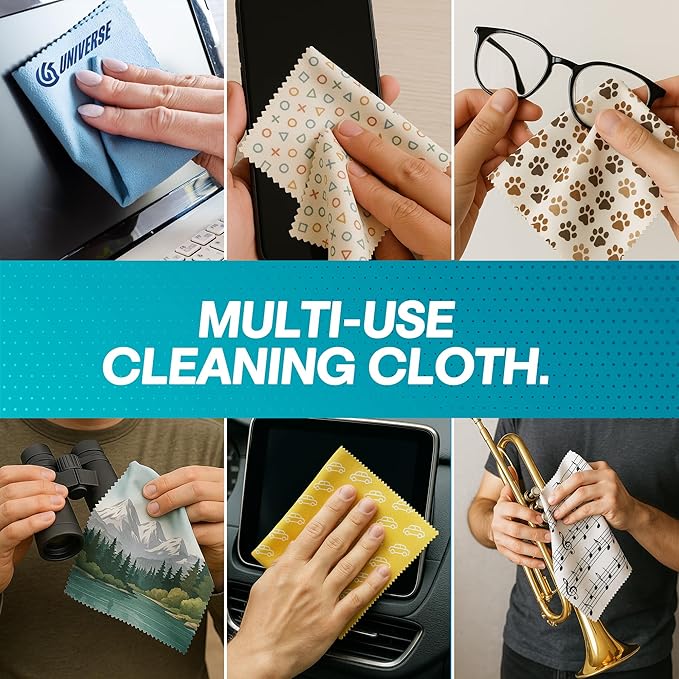 Ships Next Day, Made in USA - Customizable Microfiber Cleaning Cloth - Perfect Eyeglass Cleaner Promotional Gift - Premium Microfiber Lens Wipes - Logo or Image Printed (100 Pack) Single Sided