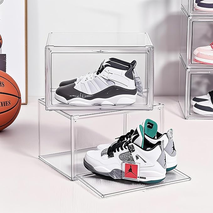 Clear Acrylic Display Case with Magnetic Lid-Dustproof Plastic Book Storage box,Clear Box,Purse Storage Organizer,Action Figure Display Case,Acrylic Sneaker Shoe Box(1 Pack)