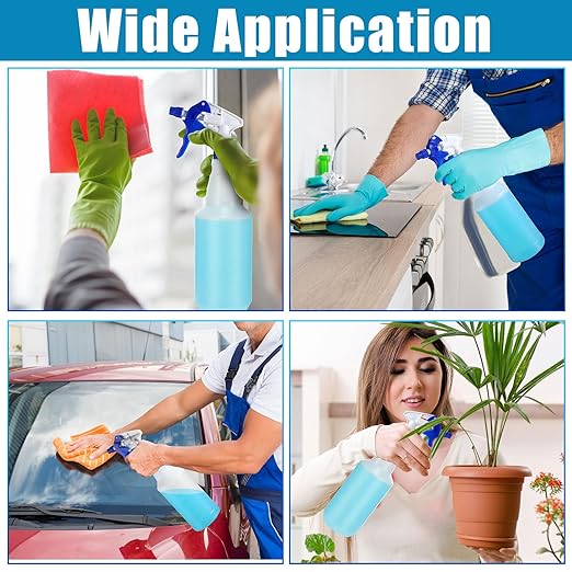 Eaasty 12 Pcs Plastic Spray Bottle 32 oz Bulk Heavy Duty Leakproof Spraying Bottles Empty Mist and Stream Mode Misting Spray Bottles with Adjustable Nozzle and Measurements for Cleaning Planting Pet