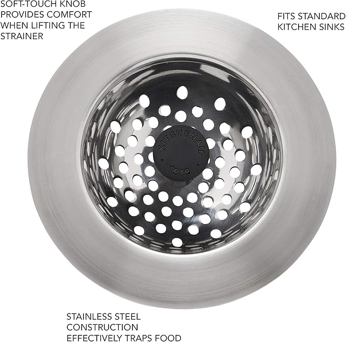KitchenAid Stainless Steel Sink Strainer, Black