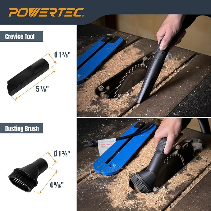 POWERTEC Shop Vacuum Attachment 5 Piece Kit for Wet Dry Vac with 2-1/4" Inlet, Shop Vac Accessories Kit for Workshop Cleaning and Car Detailing (70448)