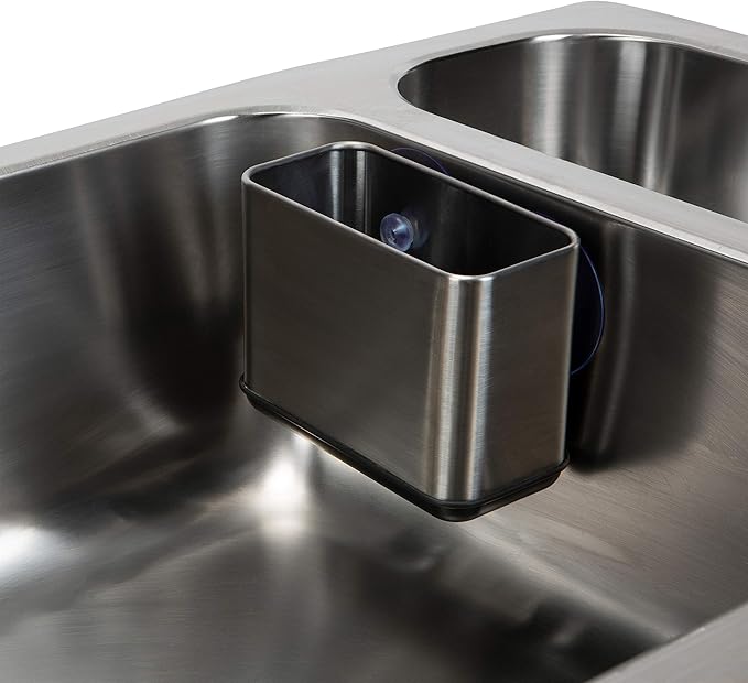 Kitchen Details Cup Sponge Holder/Basket, Space-Saving, Perfect for Kitchen or Bathroom, Sleek, in Stainless Steel Suction Sink Caddy (4192-SS)