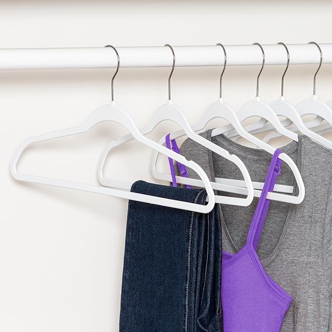 Honey-Can-Do 35-Pack Slim-Profile Non-Slip Velvet Hangers, White HNG-09737 White