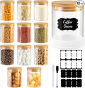 17oz Round Glass Storage Containers with Bamboo Lids – 12 Pack Small Airtight Clear Spice Jars for Pantry Organization, Kitchen Dry Food, Flour, Spice, Coffee Beans, Staples & Snacks