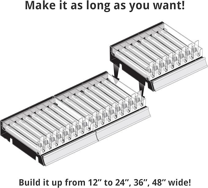 Azar Displays 225830-8COMP-BLK 8 Compartment Divider Bin Cosmetic Tray with Pushers - 8 Slots per Tray, 2-Pack, Black