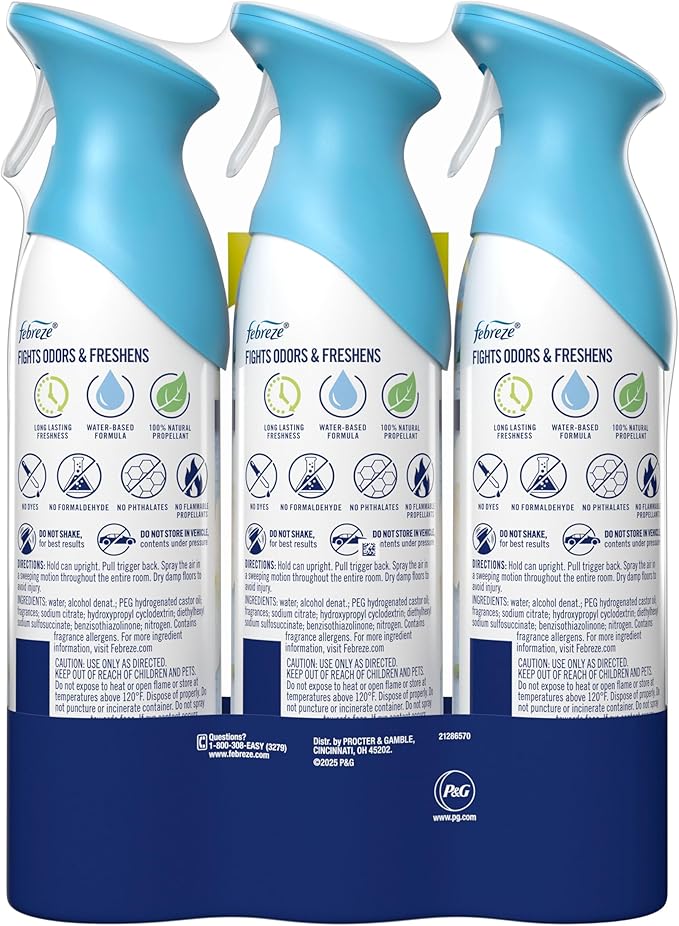 Febreze Air Mist, Air Freshener Spray, Odor Fighting Room Spray, Deodorizer for Home Bathroom Kitchen Office Apartment Dorm Room Classroom, Jasmine & Honeysuckle Scent, 8.1oz (Pack of 3)