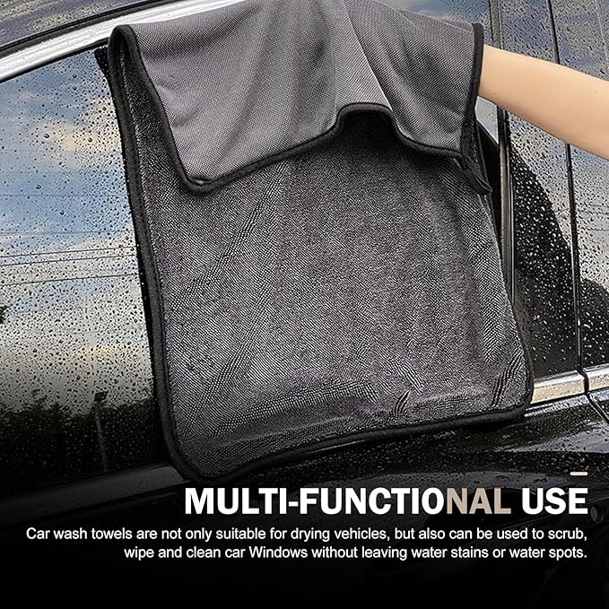 Car Drying Towel, Absorbent Car Cleaning Cloth (19.7"x 31.5"), Microfiber Double Twist Pile & Edgeless Design, Leaves No Streaks, Spots or Scratches, Universal for Car Truck SUV RV Motorcycle
