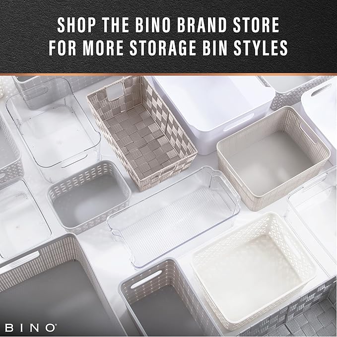 BINO l Plastic Storage Baskets, XLarge - Black | THE BLOSSOM COLLECTION l Multi-Use Organizer Bin l Built-in Handles l Plastic Woven Basket for Organizing l Pantry & Home Organizing Basket