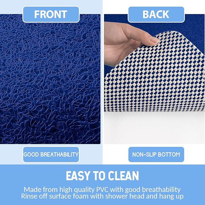 Hargiis Non-Slip Bathtub Mat, Anti Slip Shower Mat, Fast Drying Bathtub Mats, Foot Scrubber Mat, Anti Slip Mat for Tub, Floor, Bathroom, Kitchen, Home, Hotel (Navy Blue 40"×28")
