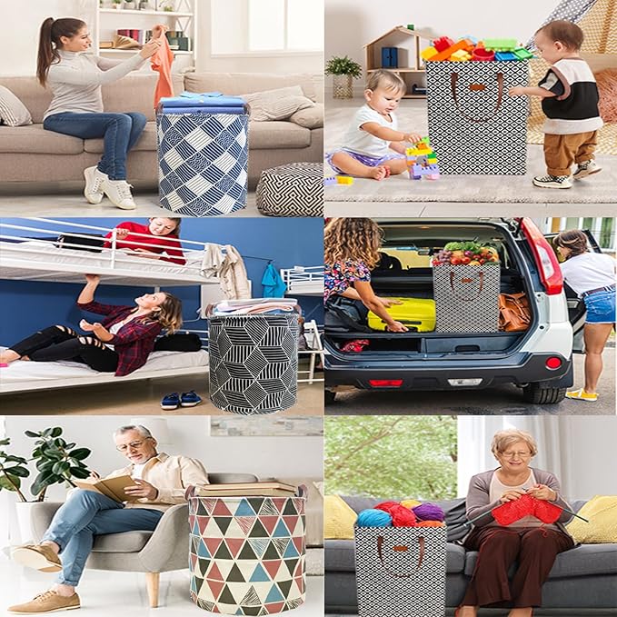 Waterproof Laundry Hamper Collapsible Laundry Basket Leather Handle Laundry Bag Large Clothes Storage Toy Organization for Bathroom Bedroom Laundryroom College Dorms (92-Satisfied laundry hampers)