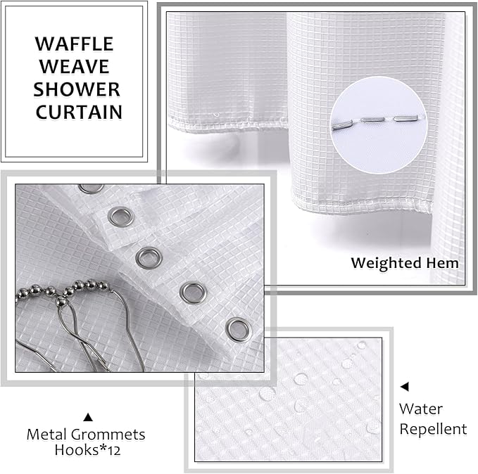 Resin White Bathroom Set, White Bathroom Accessories Set with Shower Curtain, Bath Towel Set, Natural Loofah Sponge, Soap Dispenser, Toothbrush Holder, Bathroom Tumbler and Tray for Bathroom