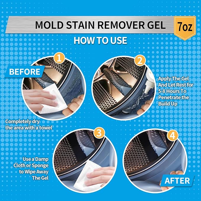 Washing Machine Cleaner, Multi Home Stain Cleaning Gel, Heavy Duty Stain Cleaner for Washing Machine, Refrigerator Strips, Bathroom Grout, Sink, Shower, Caulk, and Front Loader Seal (7 fl oz)