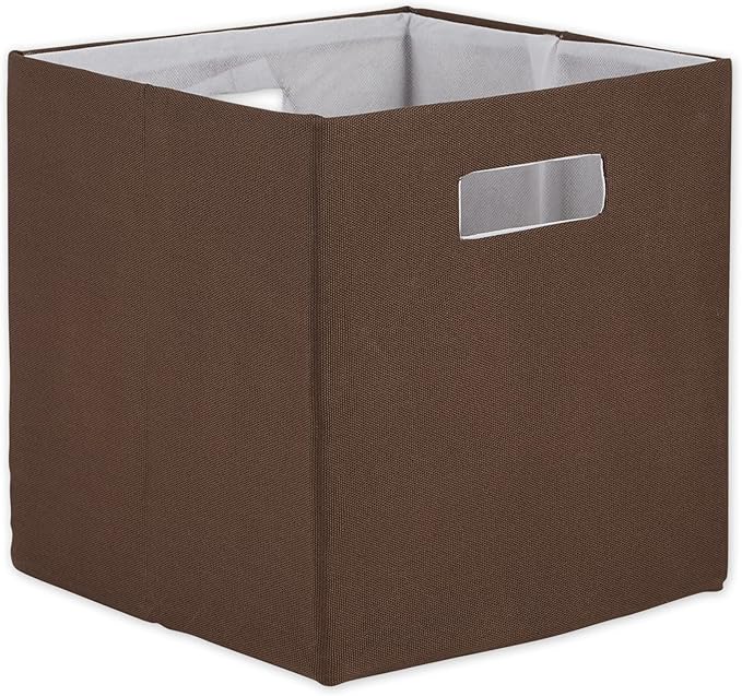 DII Collapsible Polyester Storage Cube, Solid, Lightweight and Durable, Large Square, 13x13x13, Bark Brown
