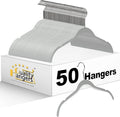 Quality Hangers Clothes Hangers 50 Pack - Non-Velvet Plastic Hangers for Clothes -Heavy Duty Coat Hanger Set -Space-Saving Closet Hangers with Chrome Swivel Hook, Non-Flocked Hangers (50, Gray)