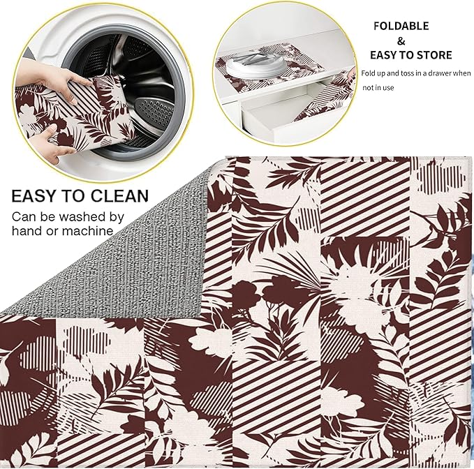 3Pcs Tropical Leaves Dish Drying Mat & Kitchen Sink Splash Guard Faucet Mat For Kitchen Counter Absorbent Microfiber Dishes Pad Dish Drainer Rack Mats Fast Dry Kitchen Accessories