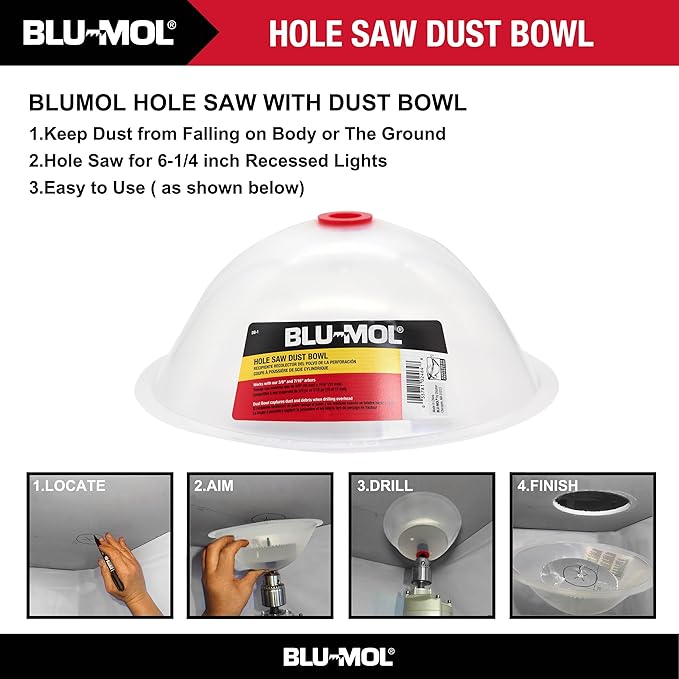 Disston 6 1/4” Bi-Metal Recessed Light kit with Blu-MOL Flexible Dust Bowl. Used to Place Recessed Light and New LED Recessed Lights