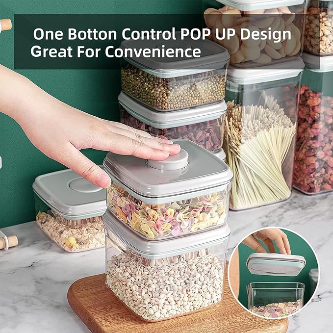 Airtight Food Storage Container Pop Containers With Lids, Bpa Free for Spaghetti Cereal Flour Rice Kitchen Organizer (square 500ml / 0.5qt)