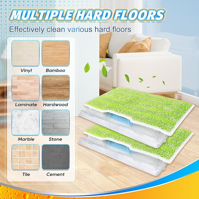 Reusable Vac Mop Replacement Pads Refills Compatible with Shark Vac Mop VM252 VM200 VC205 VM250 Wet and Dry Mop Pads Vacuum Mopping Pad Refill for Hardwood Floor Cleaning, 6 Pack