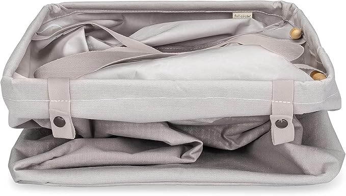 Full Circle Loads of Fun Collapsible Hamper – Laundry Basket for Dirty Clothes & Towels – Tall Standing Organic Cotton Laundry Bag with Long Handles - Ideal for Bathroom, Bedroom or Kids’ Room, Gray