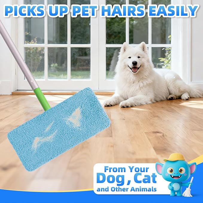 8 Pack Reusable Mop Pads Compatible with Swiffer Sweeper Mop, Dry and Wet Pads Refill, Microfiber Pads, Washable Sweeping Cloths for Surface/Hardwood Floor Cleaning (Blue)