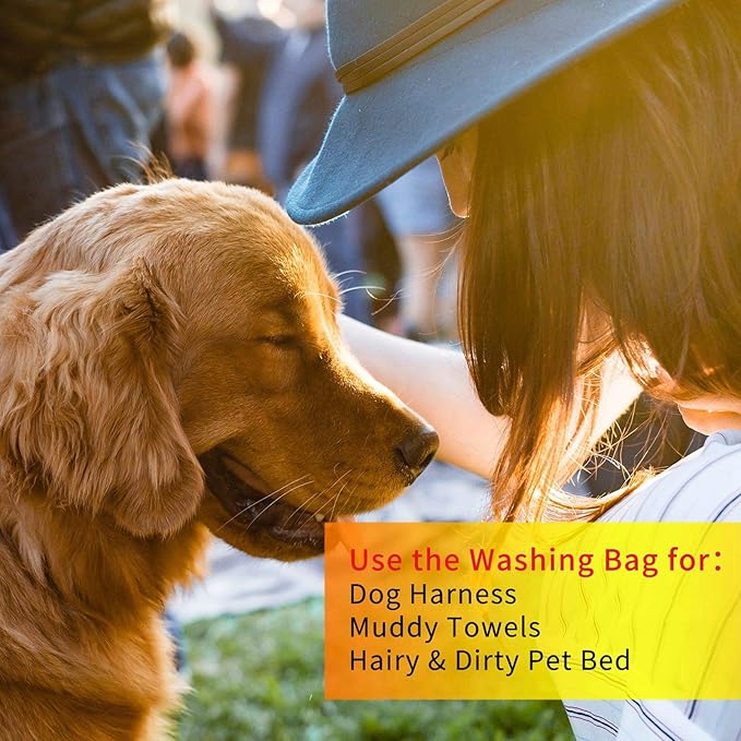 AUXSOUL 1 Pack Pet Laundry Bag,Stops Pet Hair Blocking The Washing Machine,Big Size Wash Bag Ideal for Dog Cat Horse,Hair Remover Safely,25.8’’ 27.8’’(65 X 70cm)(Beige)