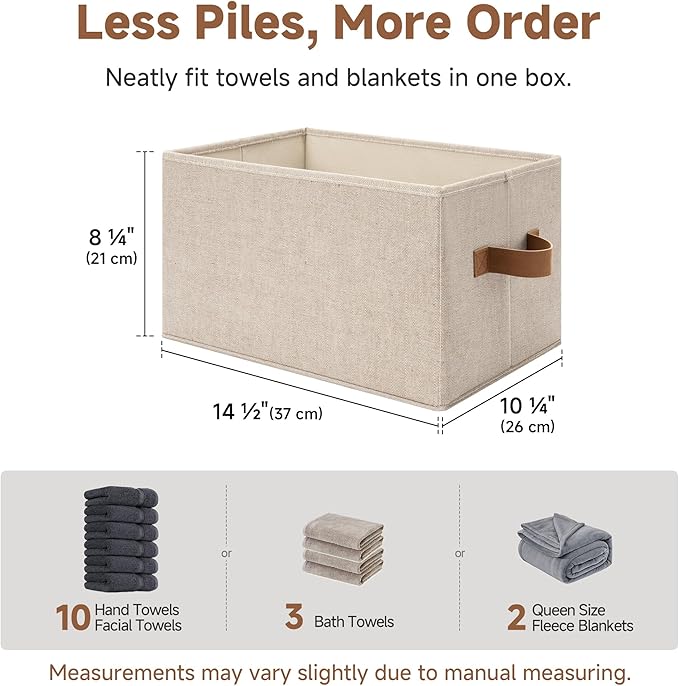 StorageWorks Foldable Storage Bins, Closet Organizer Bins for Clothes, Linen Closet Organizers and Storage, Shelf Baskets for Organization, Brown & Beige, 3-Pack, Large
