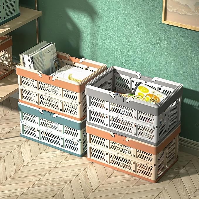 Collapsible Crate Milk Crates for Storage Plastic shopping basket 20L for Kitchen Bathroom