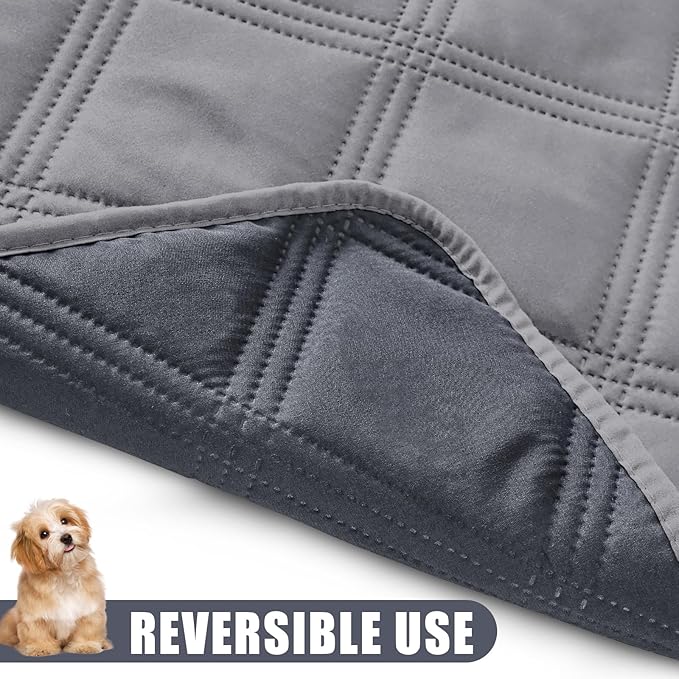 Smiry Waterproof Dog Bed Cover Blanket 30x53, Soft Reversible Pet Blanket, Washable Leakproof Cats Dogs Couch Cover for Sofa, Couch, Furniture, Lattice, Grey/Dark Grey