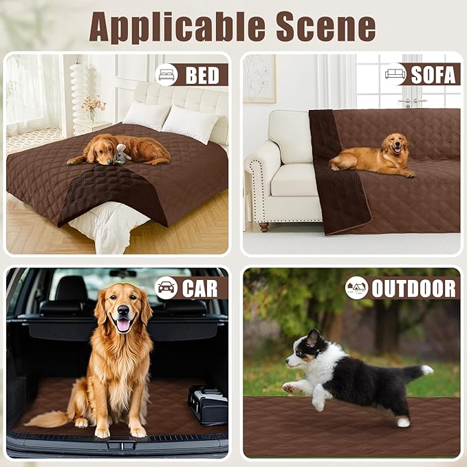 Smiry Waterproof Dog Bed Cover Blanket 40x70, Soft Reversible Pet Blanket, Washable Leakproof Cats Dogs Couch Cover for Sofa, Couch, Furniture, Lattice, Brown/Chocolate