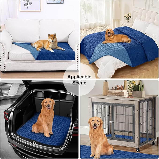 Smiry Reversible Waterproof Couch Covers for Sofa, Washable Dogs Pet Couch Covers for 3 Cushion Sofa Pet Friendly, Water Resistant Furniture Protector Slipcover, Geometric (30"x70", Navy/Blue)
