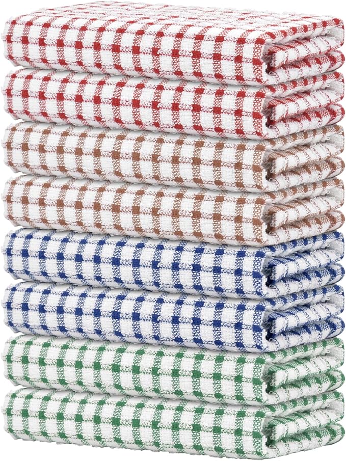Nialnant 8 Pack Kitchen Towels, Dish Towels for Kitchen, 100% Cotton Dish Cloths for Washing Dishes, Quick Drying Reusable Cleaning Rag - 25 x 16 in