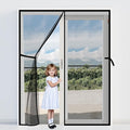 Magnetic Screen Door, Fits Door Size 48'' x 80'', Scratch-Proof Polyester, Classic Middle-Opening, Keep Annoying Creatures Out, Pet Friendly Mesh, Walk Through, Suitable for French/Double Doors, Grey