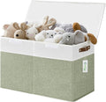 Large Toy Storage Box with Lids, Collapsible Sturdy Baby Storage Organizer Chest Bin Basket for Kids, Boys, Girls, Playroom, Nursery, Bedroom, Closet 25"x13"x16" (Green and White)