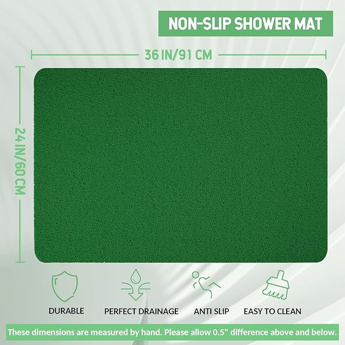 Hargiis Non-Slip Bathtub Mat, Anti Slip Shower Mat, Fast Drying Bathtub Mats, Foot Scrubber Mat, Anti Slip Mat for Tub, Floor, Bathroom, Kitchen, Home, Hotel (Dark Green 36"×24")